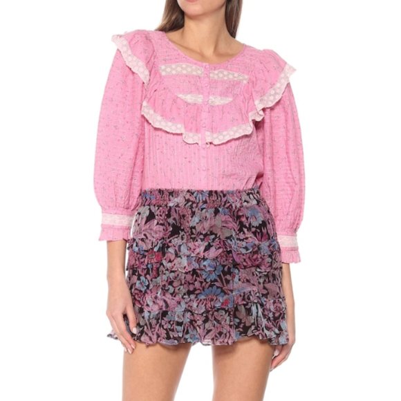 LoveShackFancy Benicia Skirt Midnight Light Tiered Ruffle Floral - Picture 12 of 12